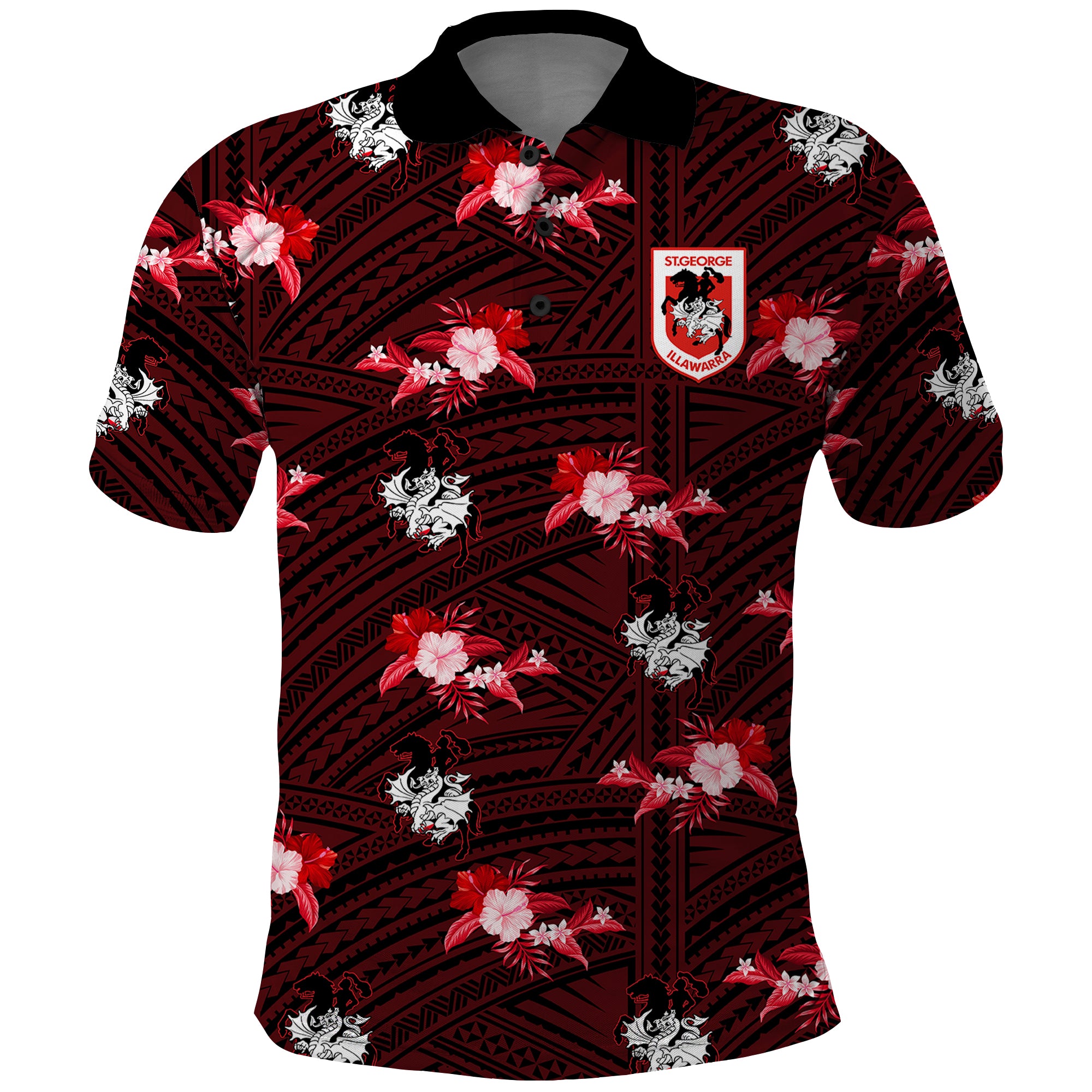 custom-text-and-number-dragons-rugby-polo-shirt-polynesian-tribal-mix-tropical-hawaiian-style