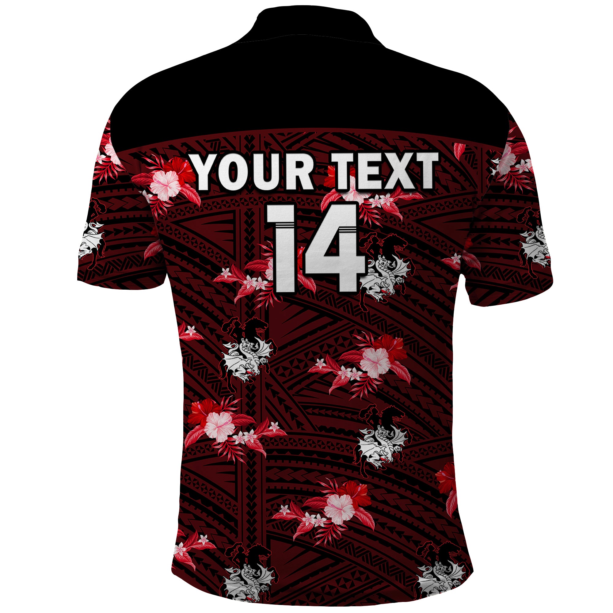 custom-text-and-number-dragons-rugby-polo-shirt-polynesian-tribal-mix-tropical-hawaiian-style