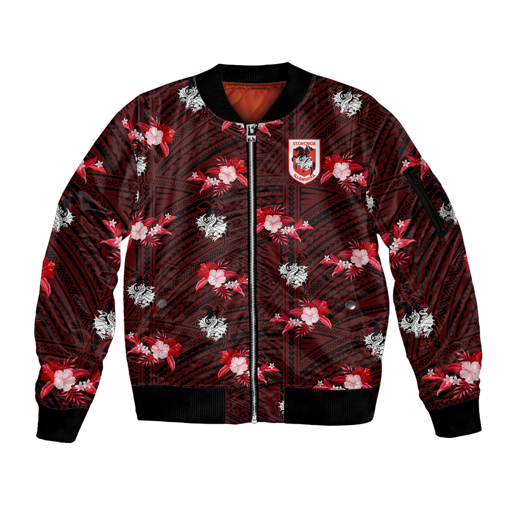 custom-text-and-number-dragons-rugby-sleeve-zip-bomber-jacket-polynesian-tribal-mix-tropical-hawaiian-style