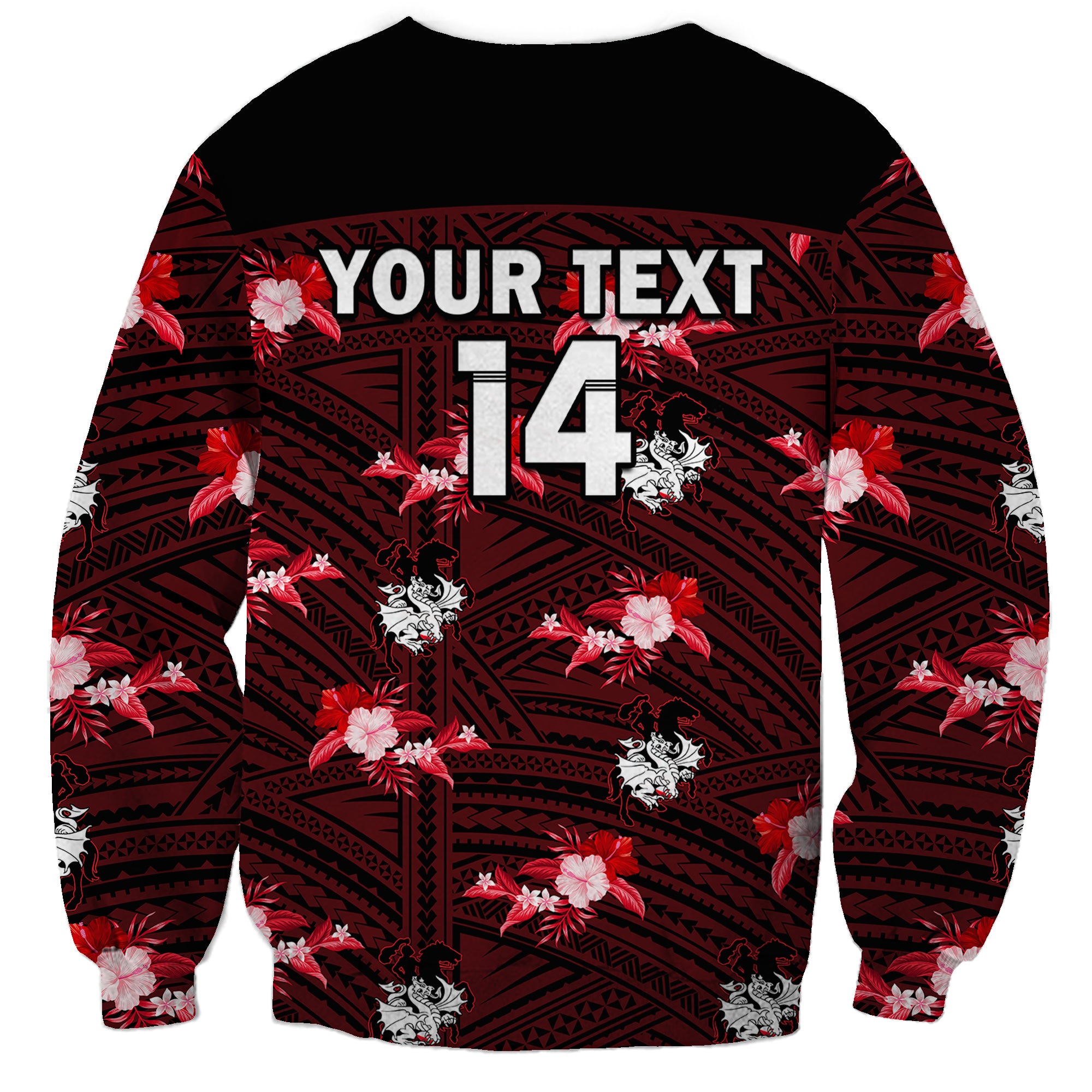 custom-text-and-number-dragons-rugby-sweatshirt-polynesian-tribal-mix-tropical-hawaiian-style