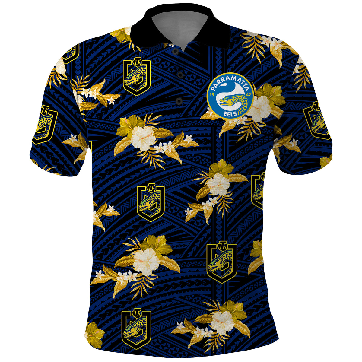 custom-text-and-number-parramatta-eels-rugby-polo-shirt-polynesian-tribal-mix-tropical-hawaiian-style