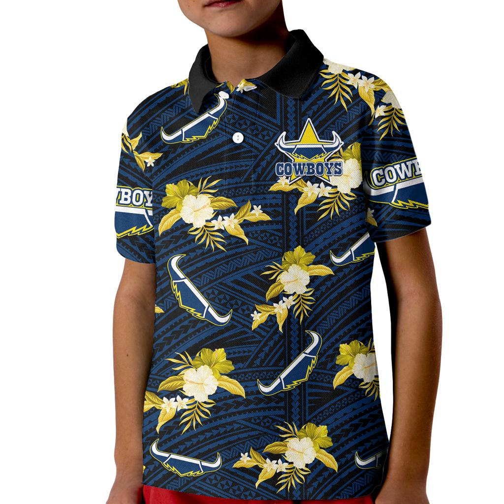 custom-text-and-number-cowboys-rugby-kid-polo-shirt-polynesian-tribal-mix-tropical-hawaiian-blue-style