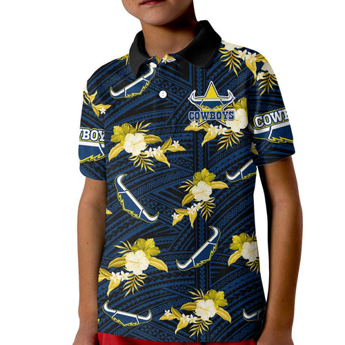 custom-text-and-number-cowboys-rugby-kid-polo-shirt-polynesian-tribal-mix-tropical-hawaiian-blue-style