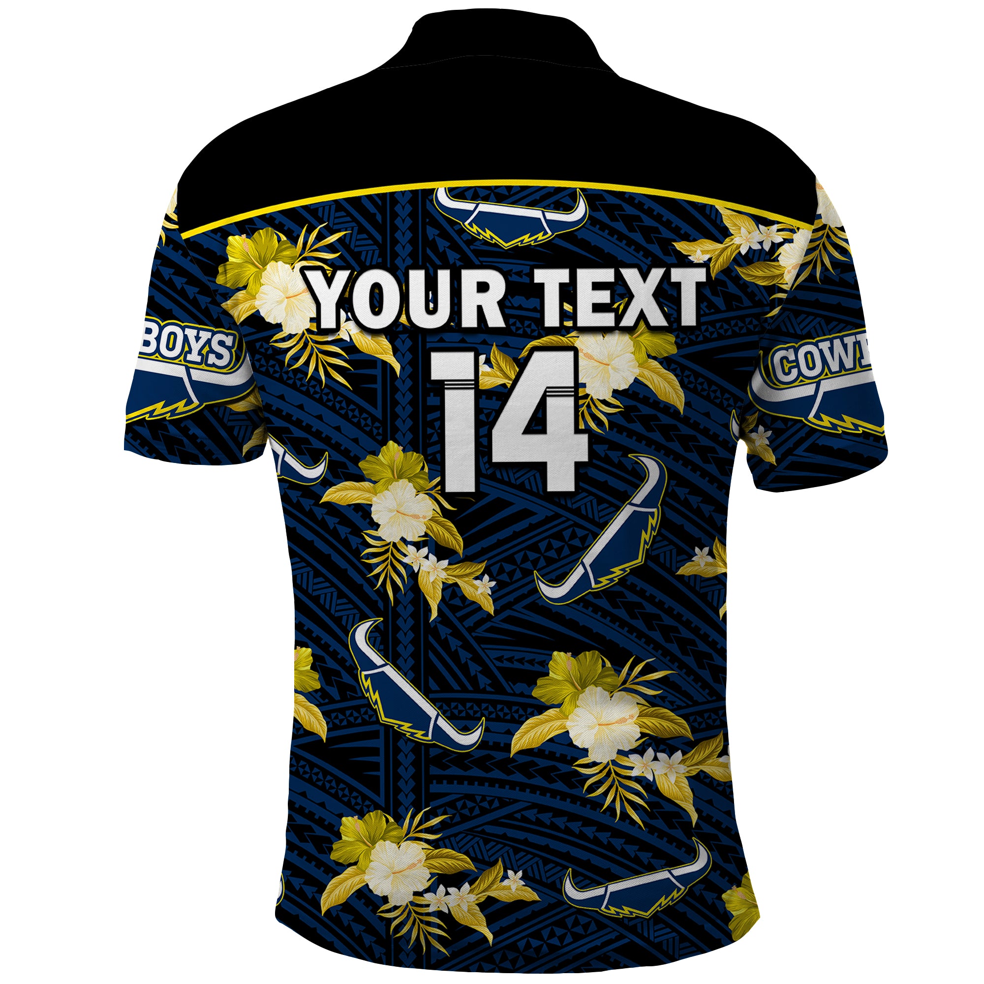 custom-text-and-number-cowboys-rugby-polo-shirt-polynesian-tribal-mix-tropical-hawaiian-blue-style