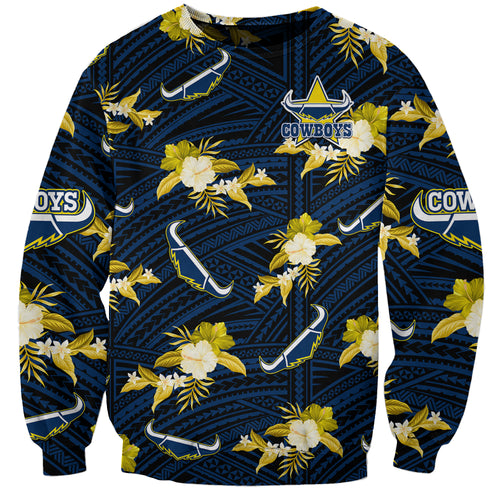 custom-text-and-number-cowboys-rugby-sweatshirt-polynesian-tribal-mix-tropical-hawaiian-blue-style