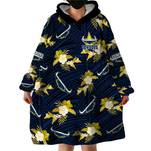 custom-text-and-number-cowboys-rugby-wearable-blanket-hoodie-polynesian-tribal-mix-tropical-hawaiian-blue-style