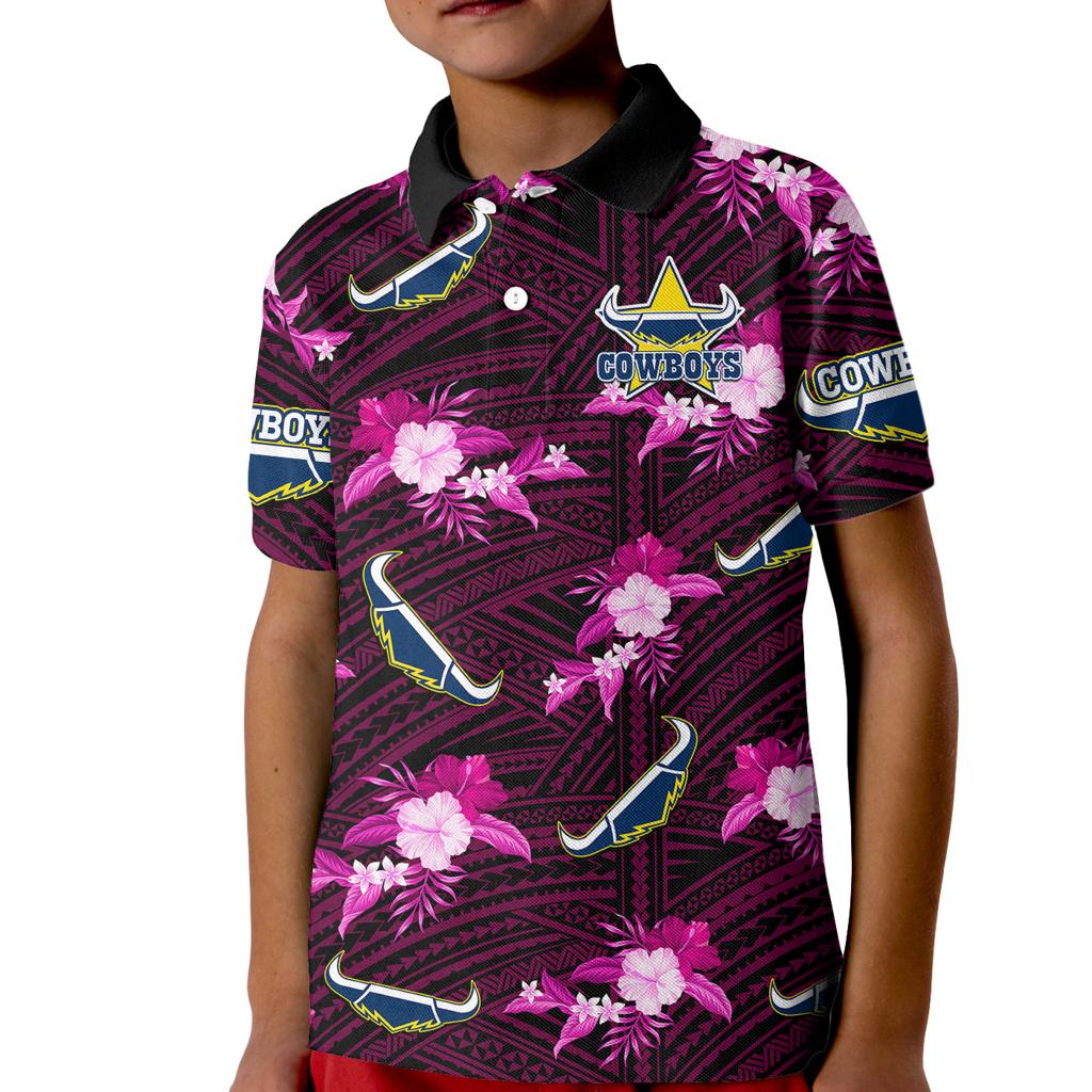 custom-text-and-number-cowboys-rugby-kid-polo-shirt-polynesian-tribal-mix-tropical-hawaiian-pink-style