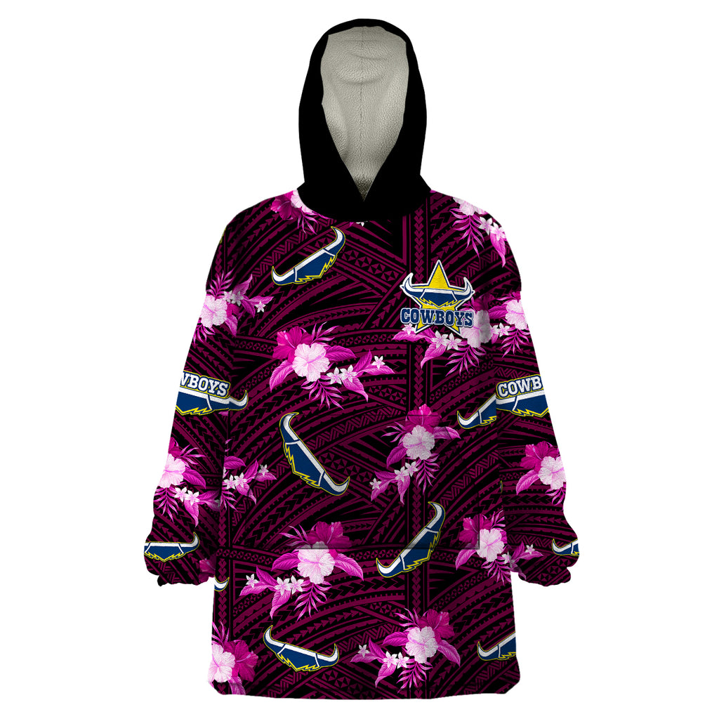custom-text-and-number-cowboys-rugby-wearable-blanket-hoodie-polynesian-tribal-mix-tropical-hawaiian-pink-style