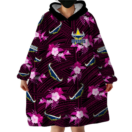 custom-text-and-number-cowboys-rugby-wearable-blanket-hoodie-polynesian-tribal-mix-tropical-hawaiian-pink-style