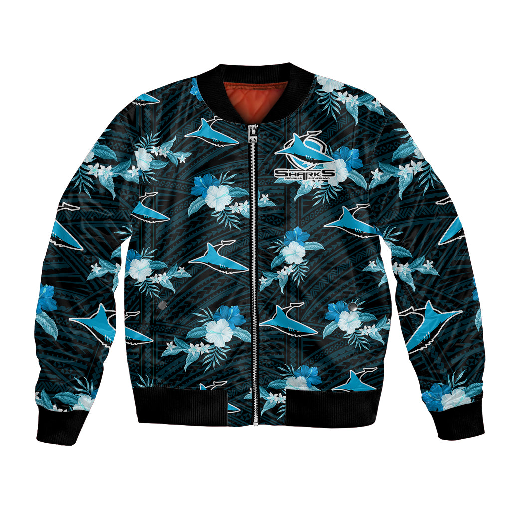 custom-text-and-number-sharks-rugby-bomber-jacket-polynesian-tribal-mix-tropical-hawaiian-style