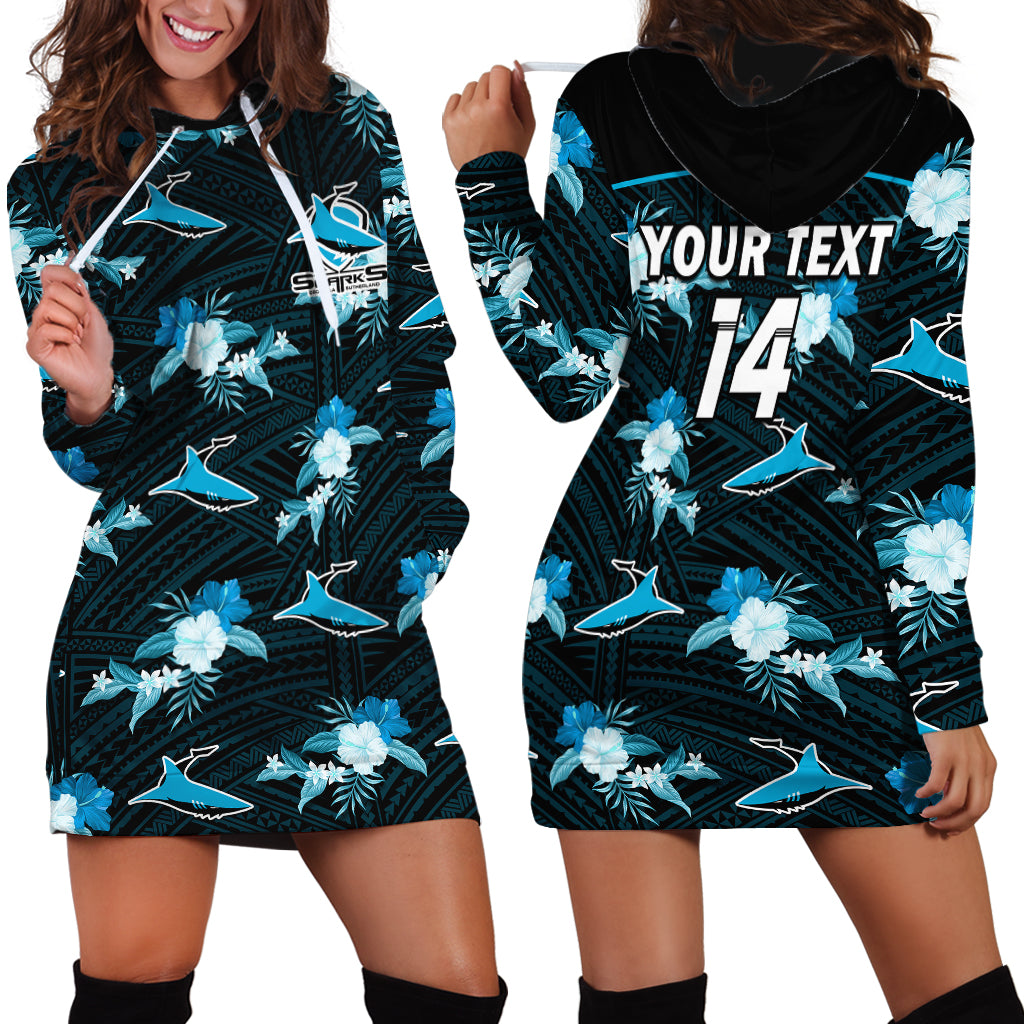 custom-text-and-number-sharks-rugby-hoodie-dress-polynesian-tribal-mix-tropical-hawaiian-style