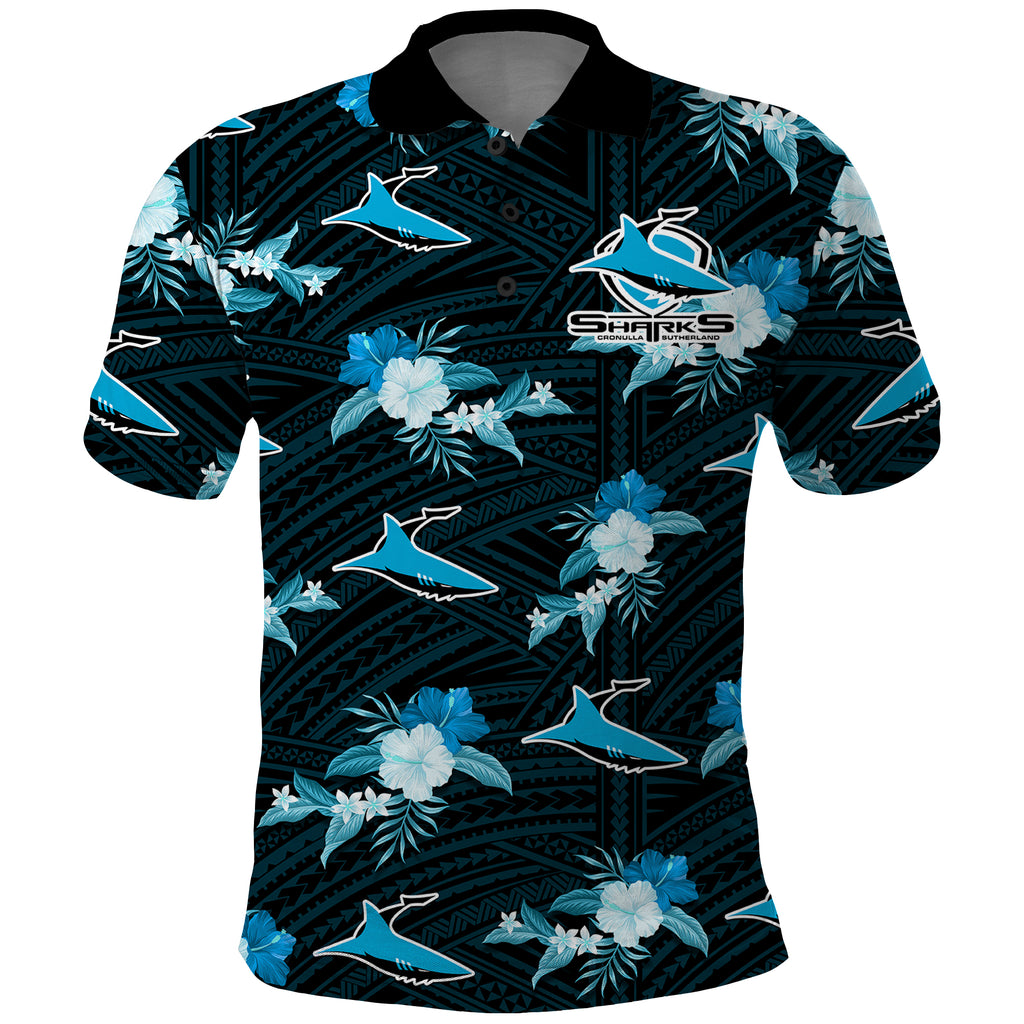 custom-text-and-number-sharks-rugby-polo-shirt-polynesian-tribal-mix-tropical-hawaiian-style