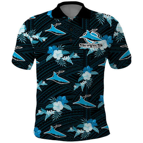 custom-text-and-number-sharks-rugby-polo-shirt-polynesian-tribal-mix-tropical-hawaiian-style