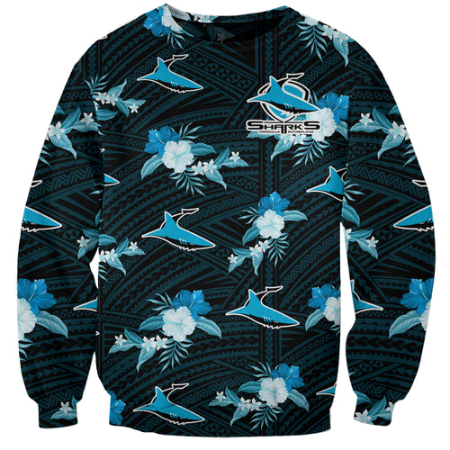 custom-text-and-number-sharks-rugby-sweatshirt-polynesian-tribal-mix-tropical-hawaiian-style