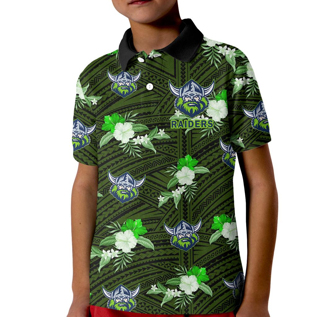 custom-text-and-number-raiders-rugby-kid-polo-shirt-polynesian-tribal-mix-tropical-hawaiian-style