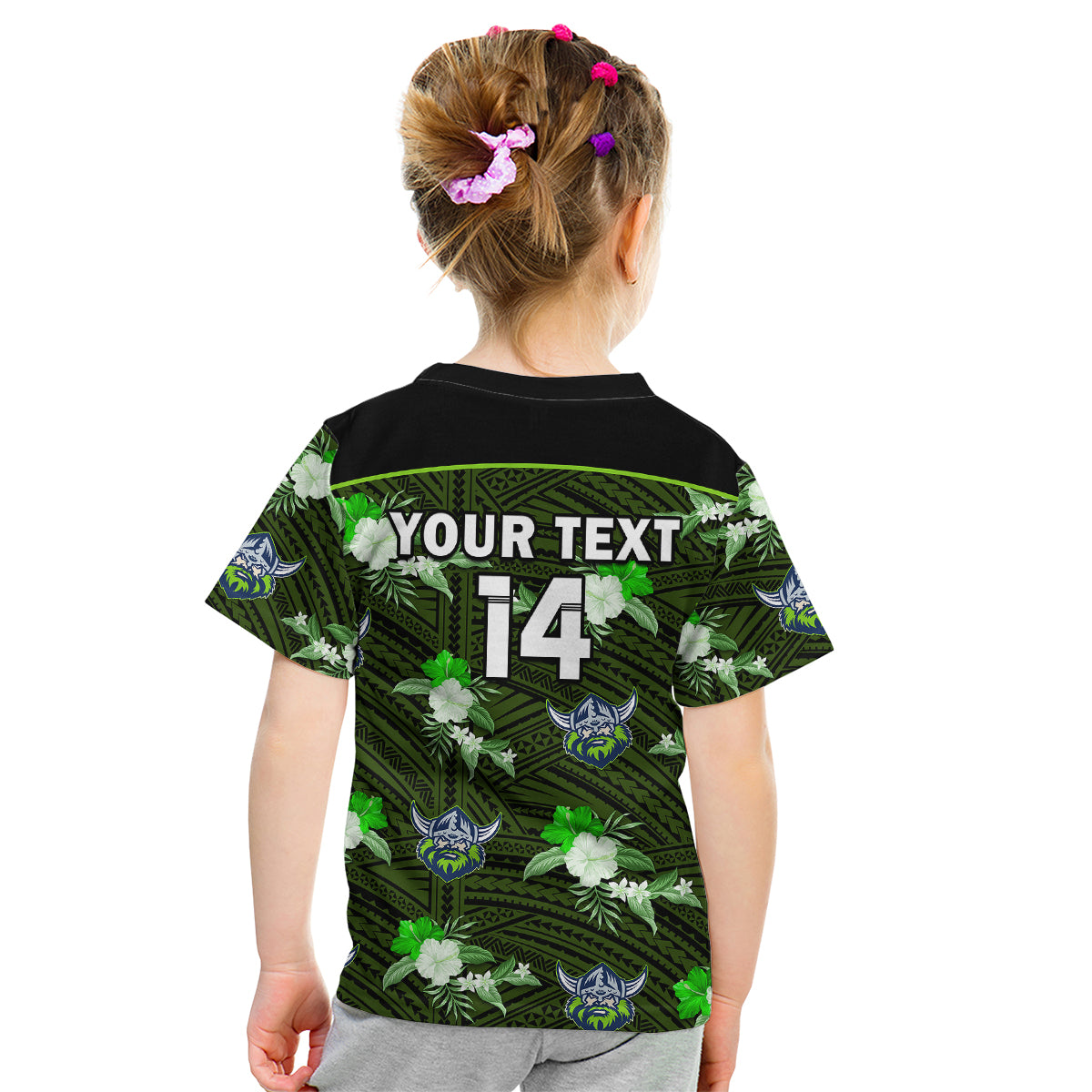 custom-text-and-number-raiders-rugby-kid-t-shirt-polynesian-tribal-mix-tropical-hawaiian-style