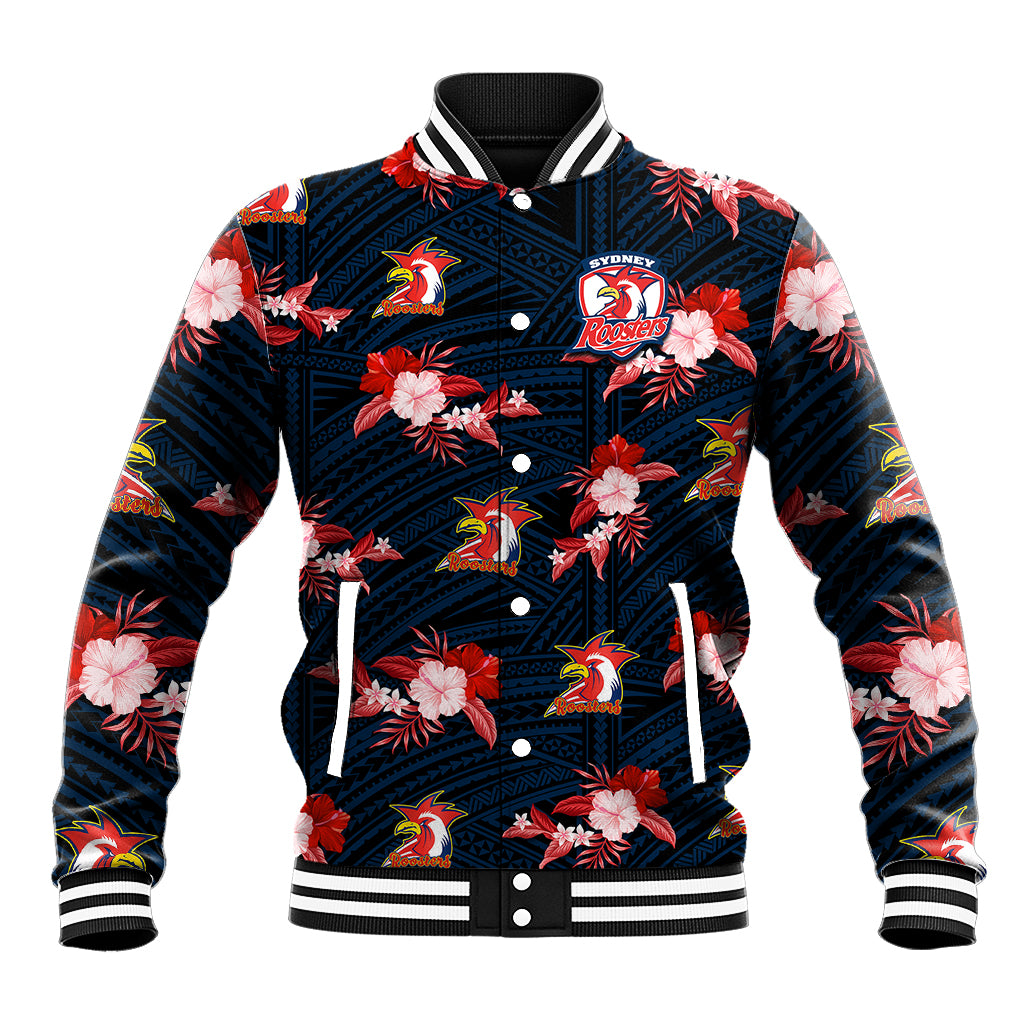 custom-text-and-number-roosters-rugby-baseball-jacket-polynesian-tribal-mix-tropical-hawaiian-style