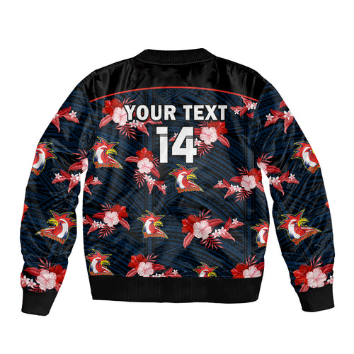 custom-text-and-number-roosters-rugby-bomber-jacket-polynesian-tribal-mix-tropical-hawaiian-style