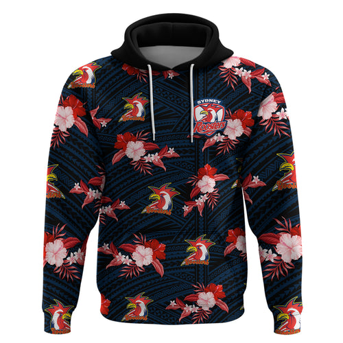 custom-text-and-number-roosters-rugby-hoodie-polynesian-tribal-mix-tropical-hawaiian-style