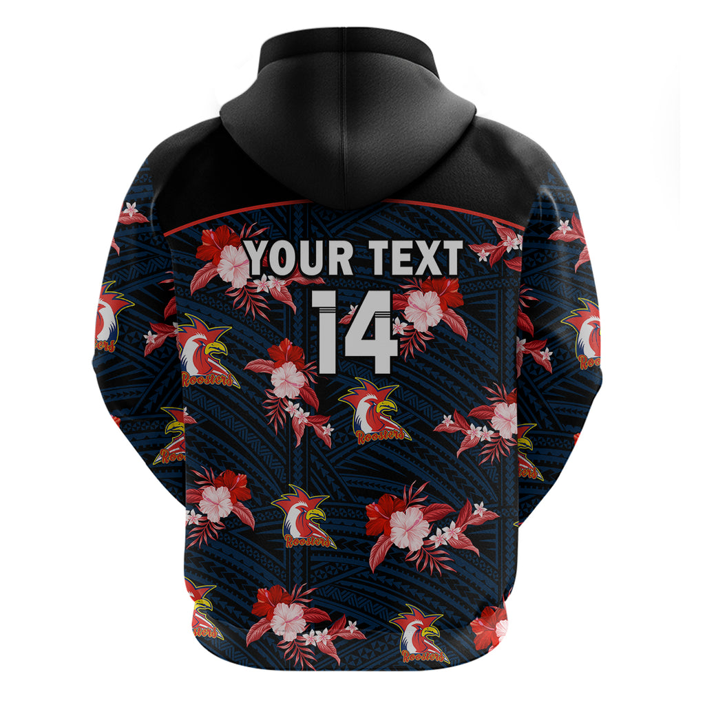 custom-text-and-number-roosters-rugby-hoodie-polynesian-tribal-mix-tropical-hawaiian-style