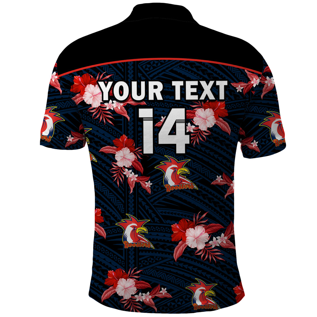 custom-text-and-number-roosters-rugby-polo-shirt-polynesian-tribal-mix-tropical-hawaiian-style