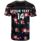 custom-text-and-number-roosters-rugby-t-shirt-polynesian-tribal-mix-tropical-hawaiian-style