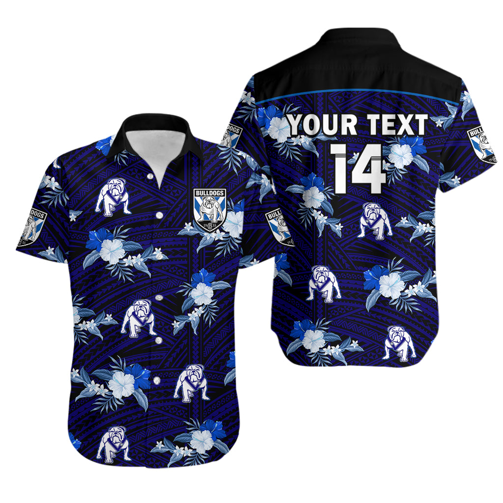 custom-text-and-number-bulldogs-rugby-hawaiian-shirt-polynesian-tribal-mix-tropical-hawaiian-style