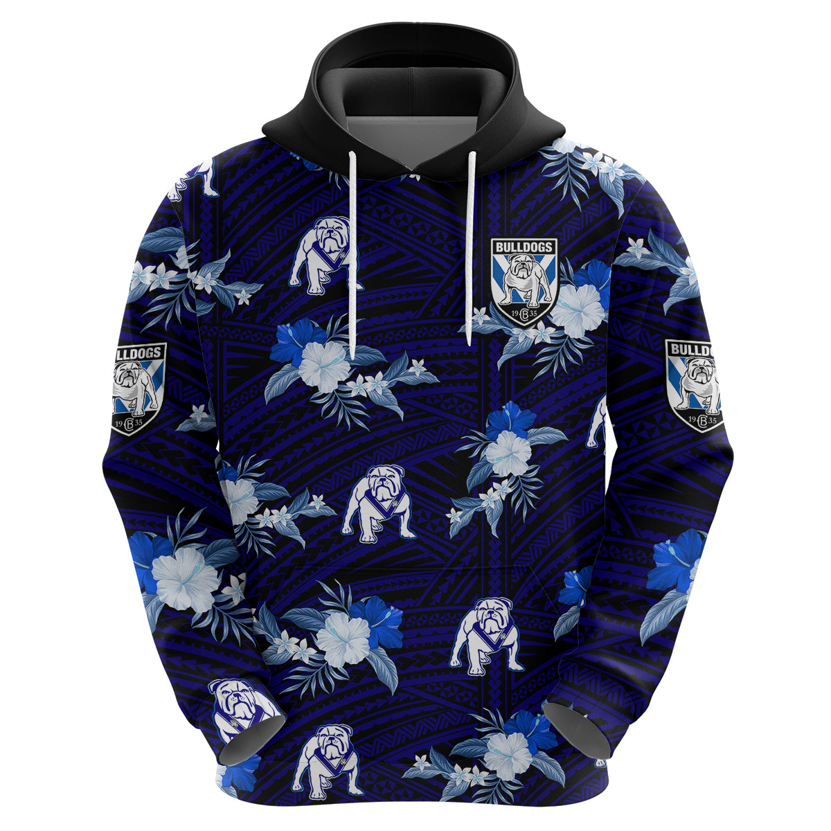 custom-text-and-number-bulldogs-rugby-hoodie-polynesian-tribal-mix-tropical-hawaiian-style