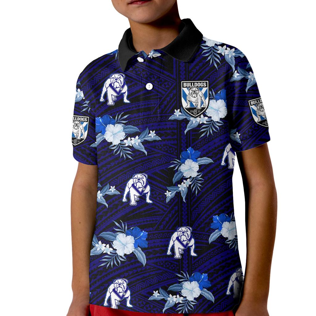 custom-text-and-number-bulldogs-rugby-kid-polo-shirt-polynesian-tribal-mix-tropical-hawaiian-style
