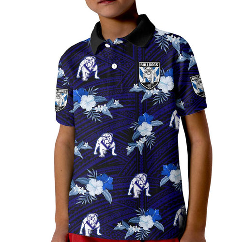 custom-text-and-number-bulldogs-rugby-kid-polo-shirt-polynesian-tribal-mix-tropical-hawaiian-style