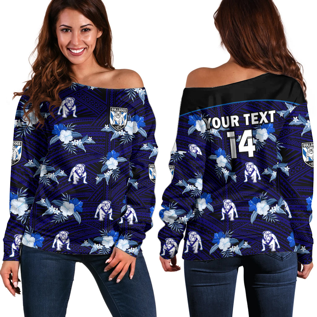 custom-text-and-number-bulldogs-rugby-off-shoulder-sweater-polynesian-tribal-mix-tropical-hawaiian-style