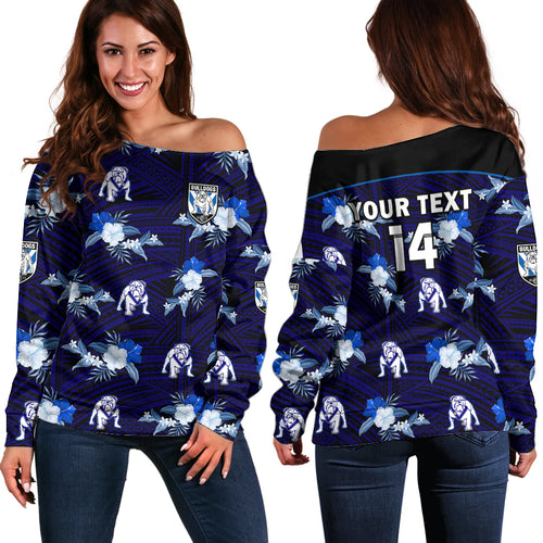 custom-text-and-number-bulldogs-rugby-off-shoulder-sweater-polynesian-tribal-mix-tropical-hawaiian-style