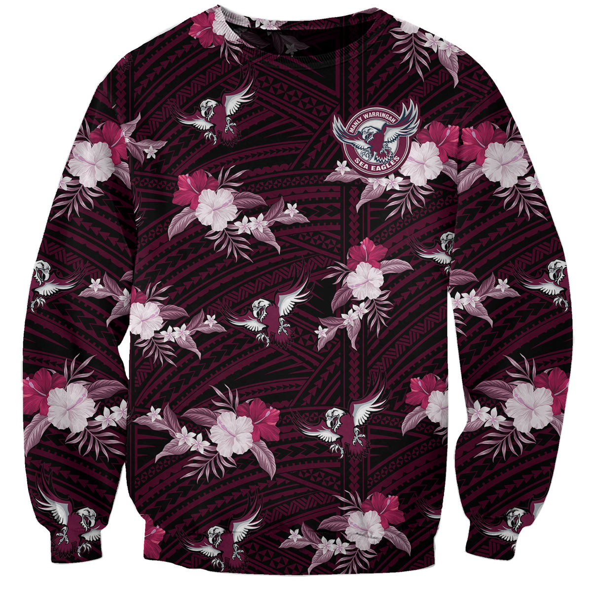 custom-text-and-number-sea-eagles-rugby-sweatshirt-polynesian-tribal-mix-tropical-hawaiian-style