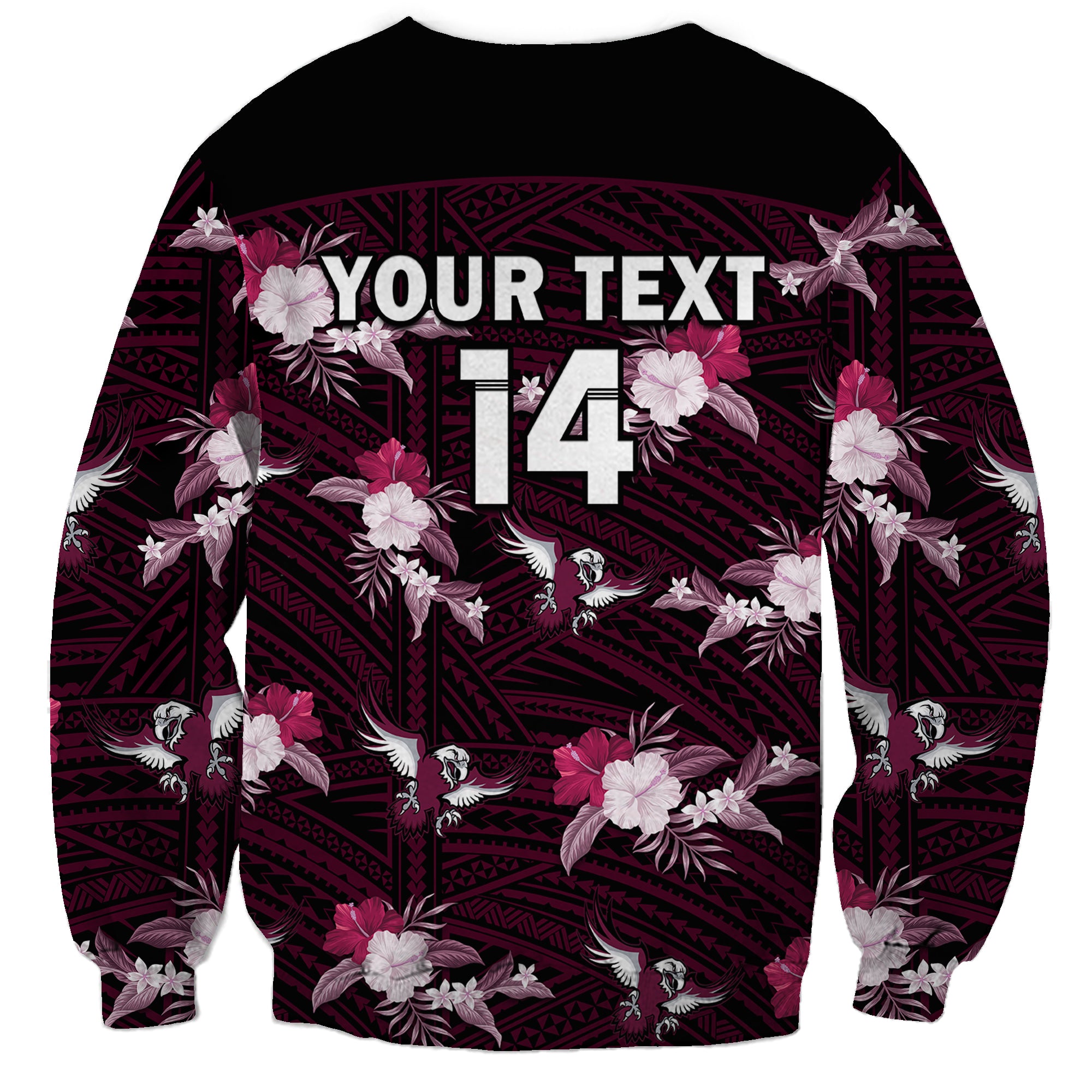 custom-text-and-number-sea-eagles-rugby-sweatshirt-polynesian-tribal-mix-tropical-hawaiian-style