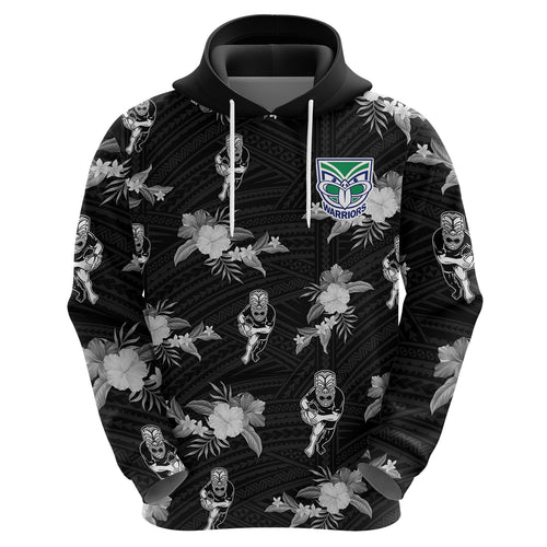 custom-text-and-number-warriors-rugby-hoodie-nz-polynesian-tribal-mix-tropical-hawaiian-style