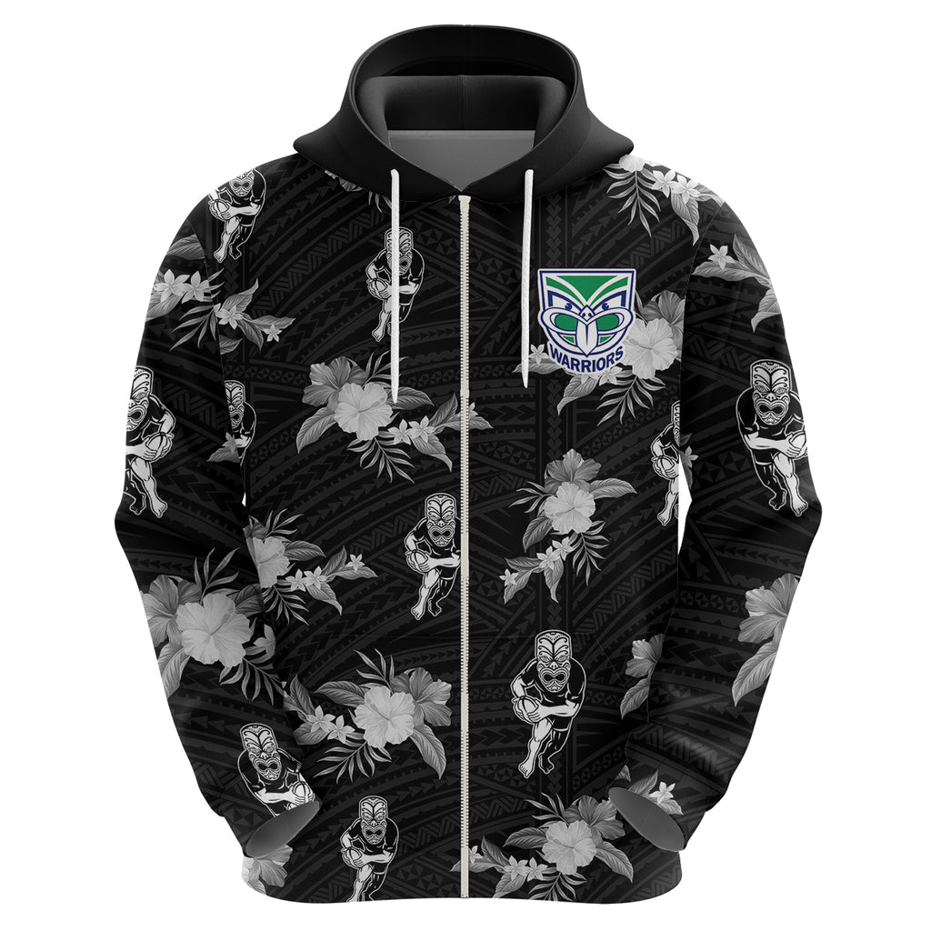 custom-text-and-number-warriors-rugby-hoodie-nz-polynesian-tribal-mix-tropical-hawaiian-style