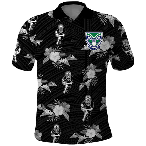 custom-text-and-number-warriors-rugby-polo-shirt-nz-polynesian-tribal-mix-tropical-hawaiian-style