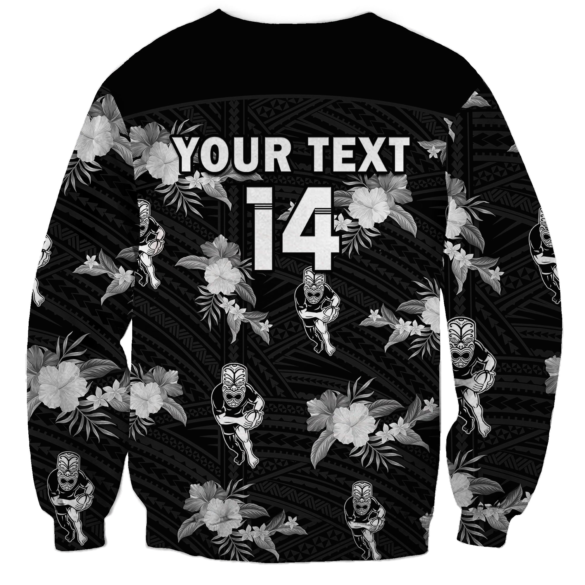 custom-text-and-number-warriors-rugby-sweatshirt-nz-polynesian-tribal-mix-tropical-hawaiian-style