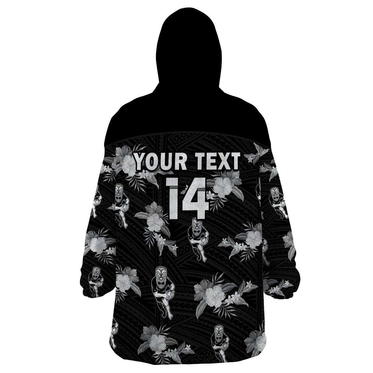 custom-text-and-number-warriors-rugby-wearable-blanket-hoodie-nz-polynesian-tribal-mix-tropical-hawaiian-style