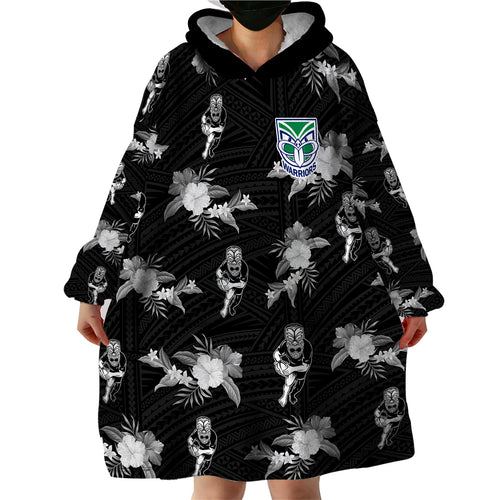 custom-text-and-number-warriors-rugby-wearable-blanket-hoodie-nz-polynesian-tribal-mix-tropical-hawaiian-style