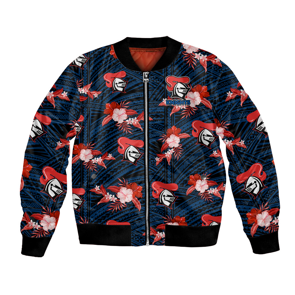 custom-text-and-number-newcastle-knights-rugby-bomber-jacket-polynesian-tribal-mix-tropical-hawaiian-style