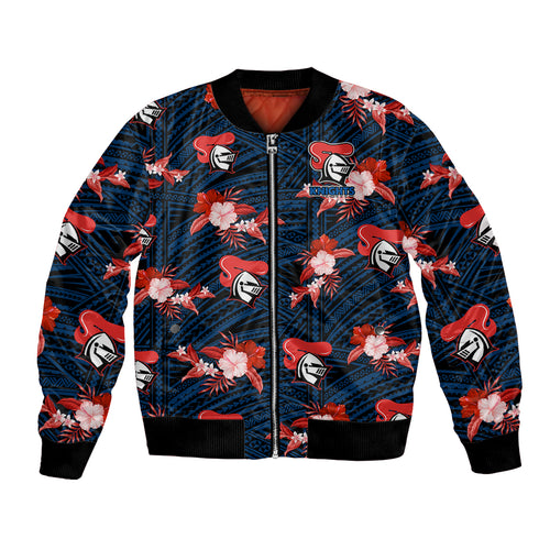 custom-text-and-number-newcastle-knights-rugby-bomber-jacket-polynesian-tribal-mix-tropical-hawaiian-style