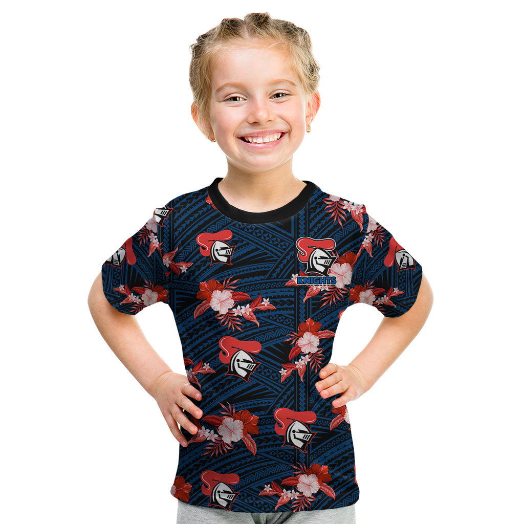 custom-text-and-number-newcastle-knights-rugby-kid-t-shirt-polynesian-tribal-mix-tropical-hawaiian-style