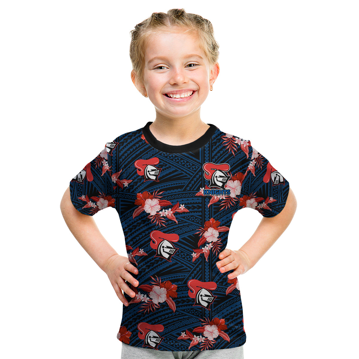 custom-text-and-number-newcastle-knights-rugby-kid-t-shirt-polynesian-tribal-mix-tropical-hawaiian-style