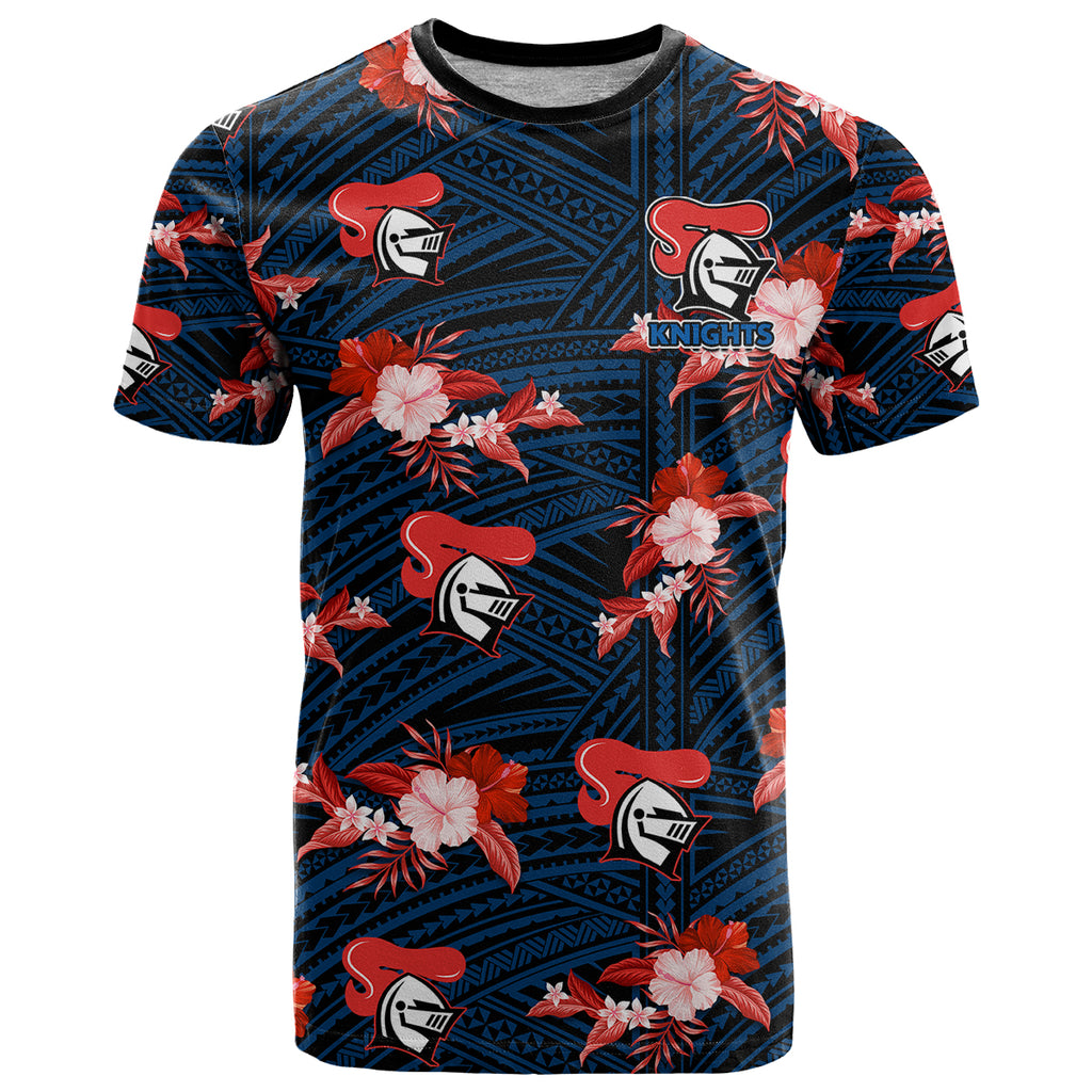 custom-text-and-number-newcastle-knights-rugby-t-shirt-polynesian-tribal-mix-tropical-hawaiian-style