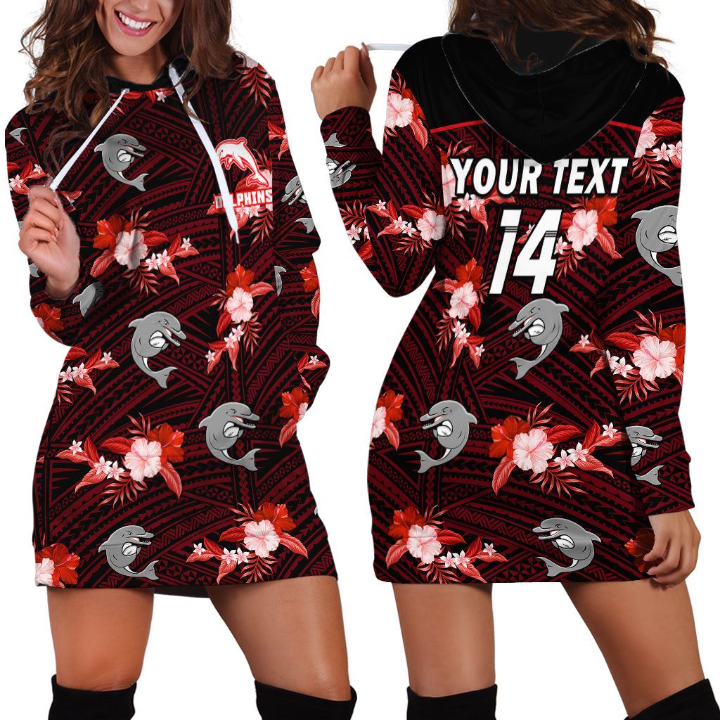 custom-text-and-number-dolphins-rugby-hoodie-dress-polynesian-tribal-mix-tropical-hawaiian-style