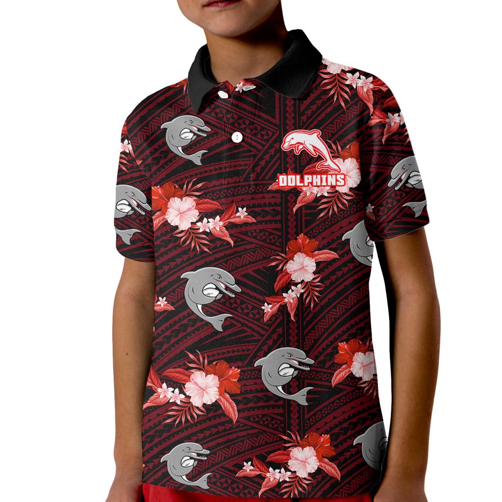 custom-text-and-number-dolphins-rugby-kid-polo-shirt-polynesian-tribal-mix-tropical-hawaiian-style