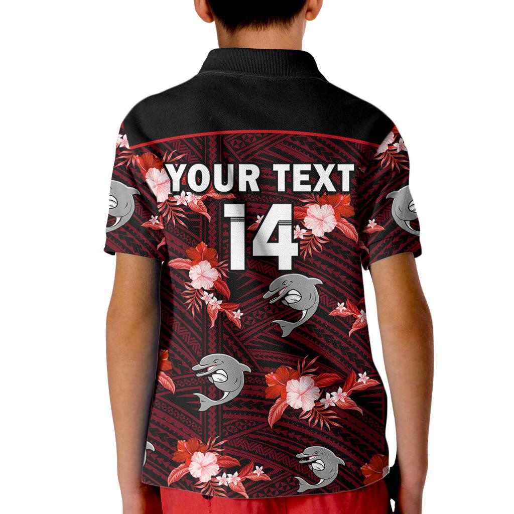 custom-text-and-number-dolphins-rugby-kid-polo-shirt-polynesian-tribal-mix-tropical-hawaiian-style
