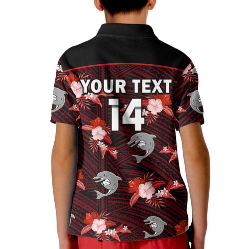 custom-text-and-number-dolphins-rugby-kid-polo-shirt-polynesian-tribal-mix-tropical-hawaiian-style