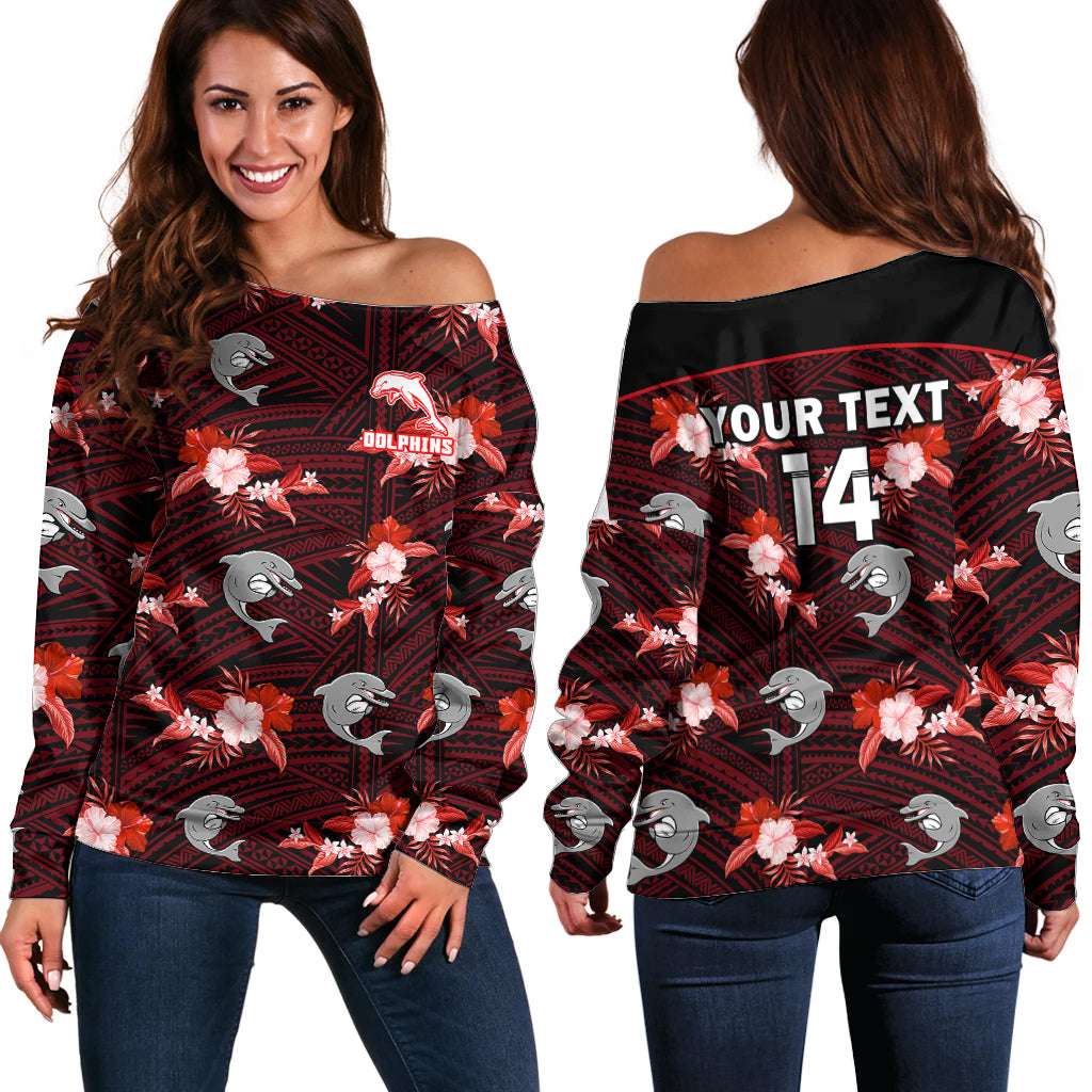 custom-text-and-number-dolphins-rugby-off-shoulder-sweater-polynesian-tribal-mix-tropical-hawaiian-style